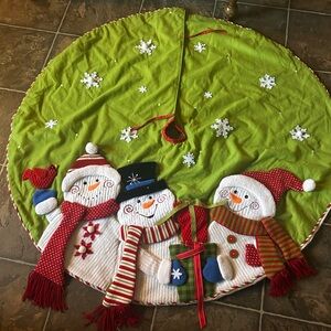 Festive Snowman Tree Skirt - and two matching stockings